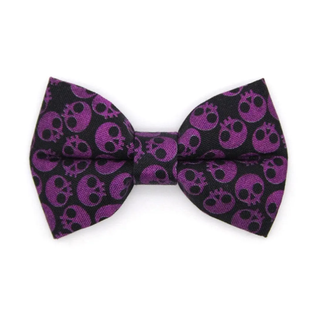 Skull Cat Bow Tie - "Lydia" - Edgy Purple Bow Tie for Cat / Halloween, Goth, Witchy, Emo / Cat   Small Dog Bowtie