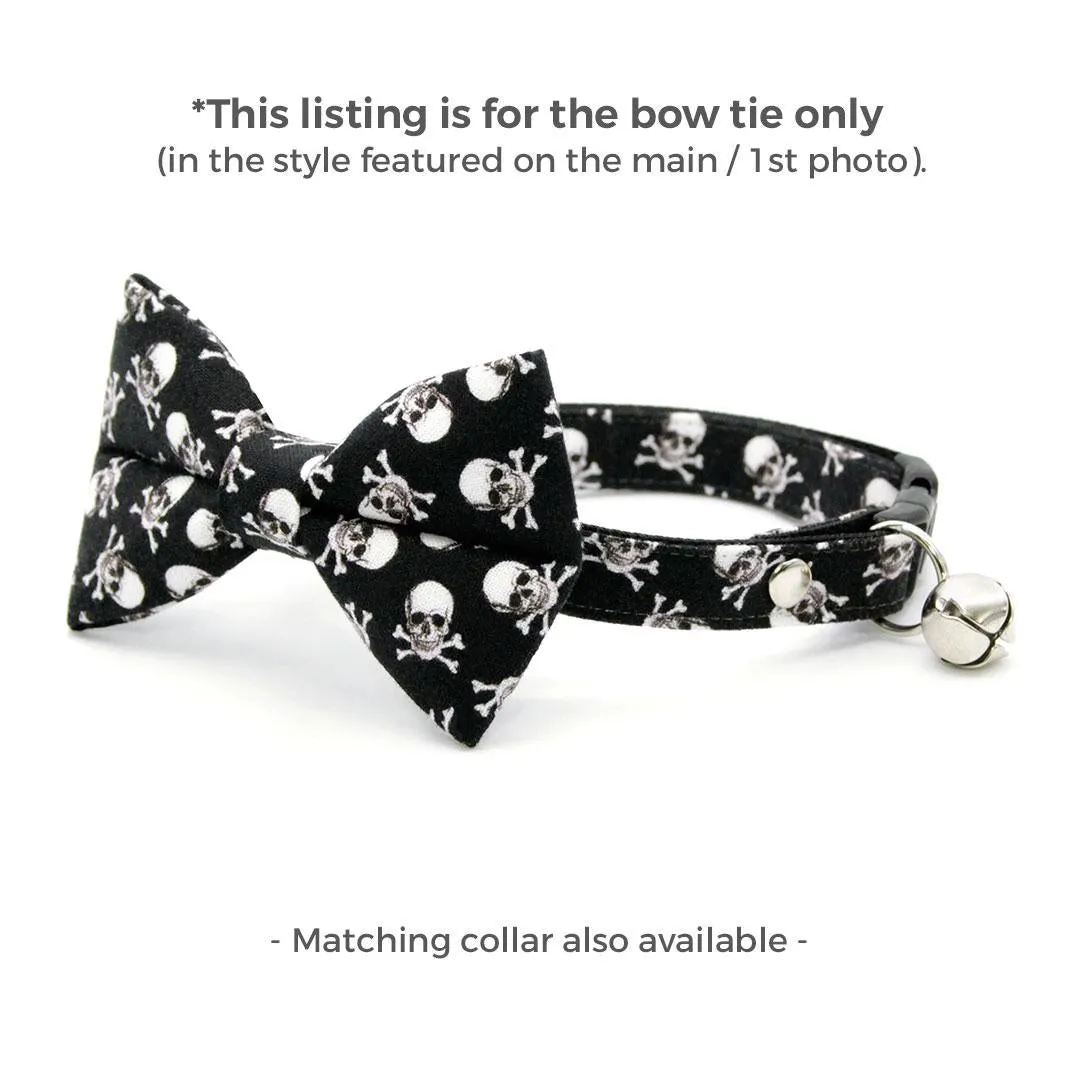 Skull Cat Bow Tie - "Misfit" - Black Pirate Bow Tie for Cat / Halloween, Biker, Cool, Tough, Edgy / Cat   Small Dog Bowtie