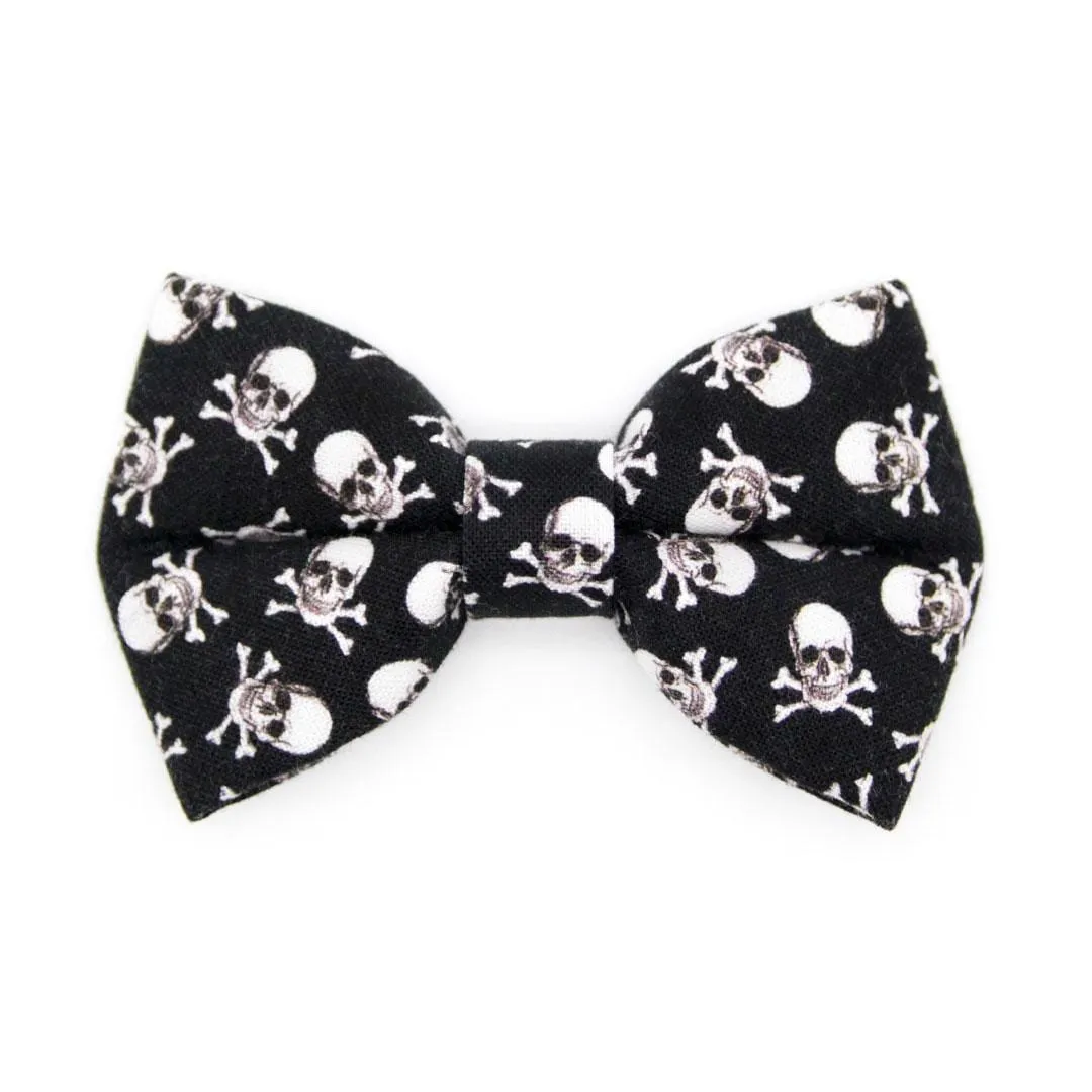 Skull Cat Bow Tie - "Misfit" - Black Pirate Bow Tie for Cat / Halloween, Biker, Cool, Tough, Edgy / Cat   Small Dog Bowtie