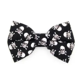 Skull Cat Bow Tie - "Misfit" - Black Pirate Bow Tie for Cat / Halloween, Biker, Cool, Tough, Edgy / Cat   Small Dog Bowtie