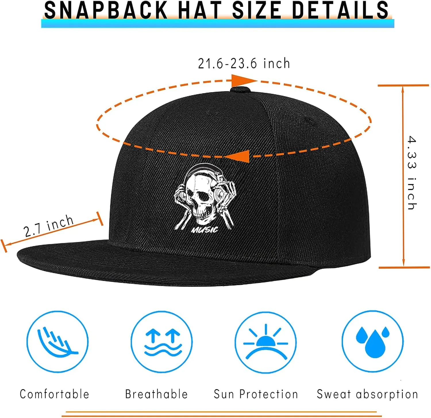 Snapback hat for Men Flat Bill Hats for Men Fitted Baseball Cap Hats