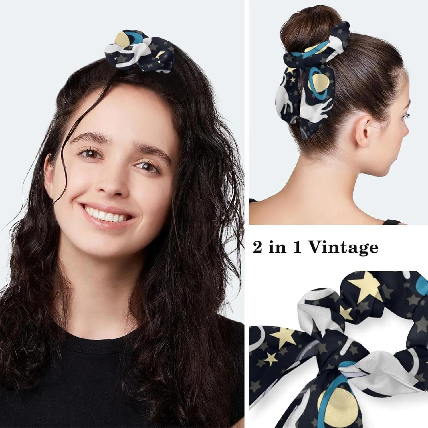 Space Cats Cute Scrub Caps Surgical Women with Button Adjustable Hats Surgical Caps with Scrunchie for Women