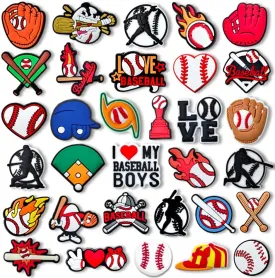 Sports Shoe Charms, Baseball Soccer Football Basketball Volleyball Softball Hockey Shoe Decoration Charms, Cute Clog Accessories Charms for Sports Fans