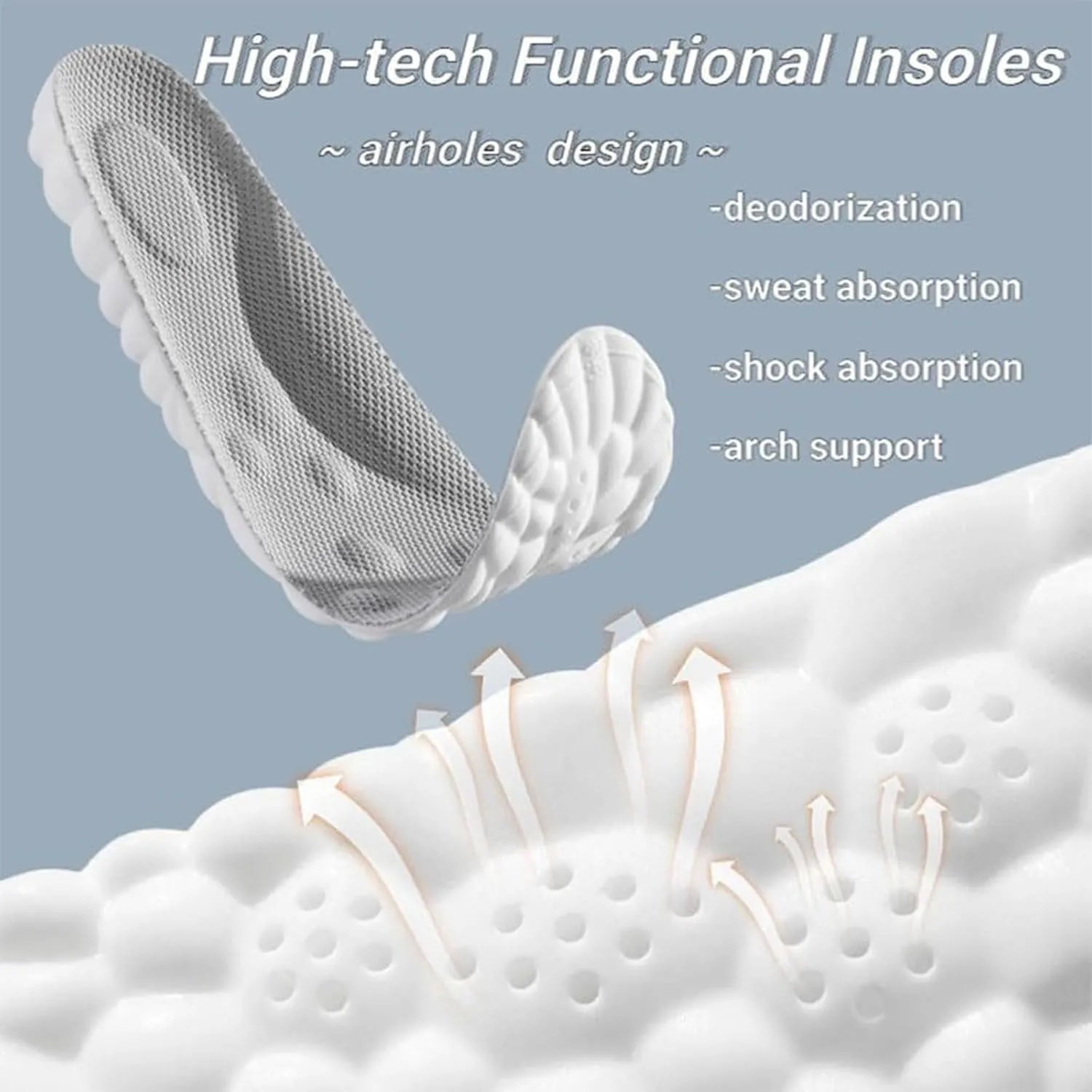 Steppers Insoles for Men Women, 2 Pairs Massage Cushion Insoles, Breathable Memory Foam Orthopedic Insole with Arch Support (Black * 2, Men 11.5-12.5 / Women 13-14)