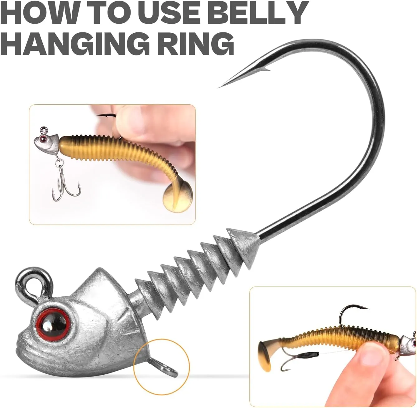 Swimbait Jig Heads with Stacked Cone Keeper, Minnow Style Eye Fishing Jighead 3/16 1/4 3/8 1/2oz (15 PCs)