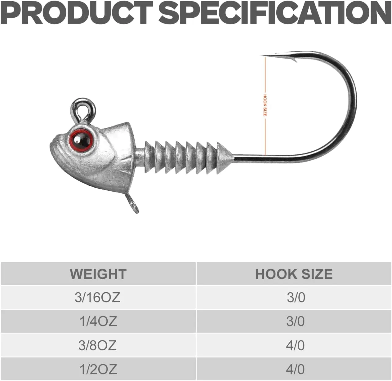 Swimbait Jig Heads with Stacked Cone Keeper, Minnow Style Eye Fishing Jighead 3/16 1/4 3/8 1/2oz (15 PCs)