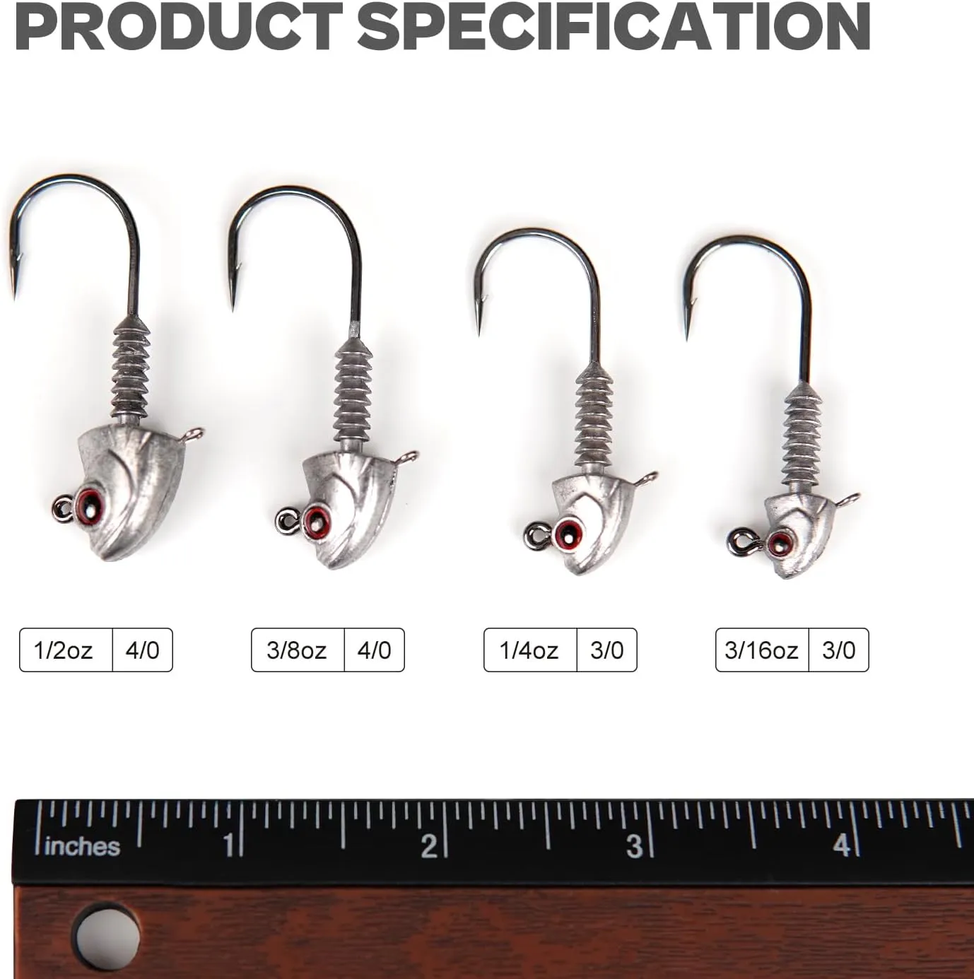 Swimbait Jig Heads with Stacked Cone Keeper, Minnow Style Eye Fishing Jighead 3/16 1/4 3/8 1/2oz (15 PCs)