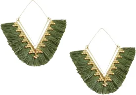Tassel Hoop Earring Statement Thread Dangle Earrings Stylish Long Fringe Drop Earrings Lightweight Long Swingy French Hook Earrings for Women
