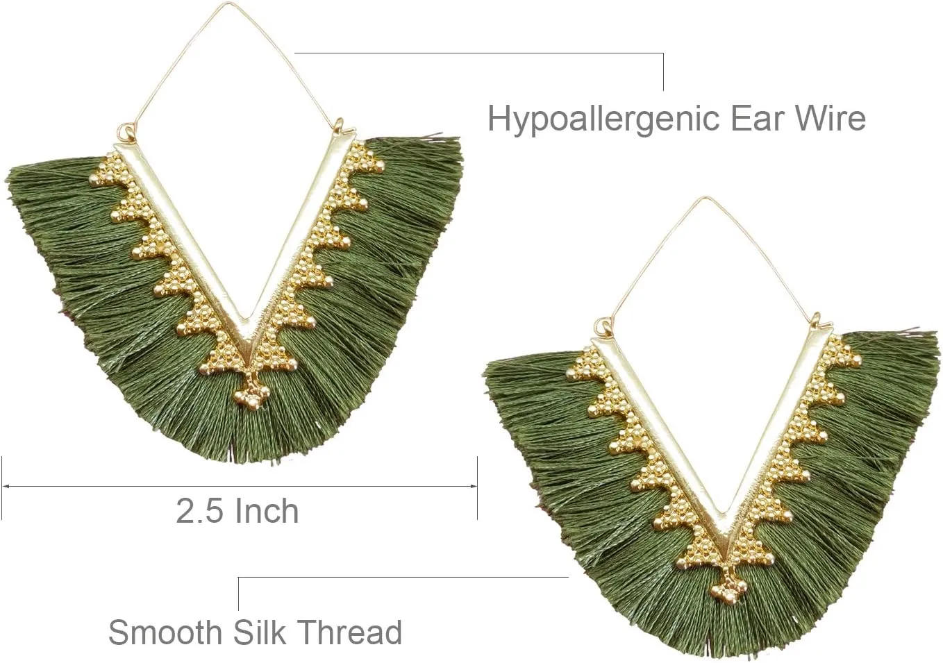 Tassel Hoop Earring Statement Thread Dangle Earrings Stylish Long Fringe Drop Earrings Lightweight Long Swingy French Hook Earrings for Women