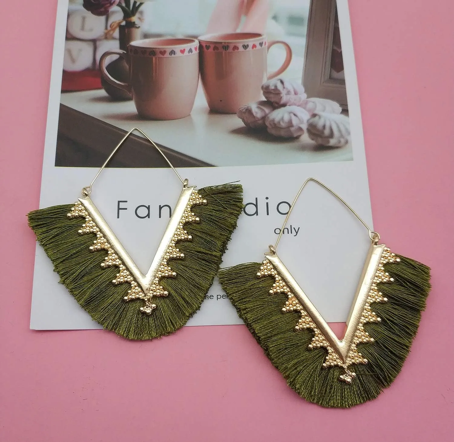 Tassel Hoop Earring Statement Thread Dangle Earrings Stylish Long Fringe Drop Earrings Lightweight Long Swingy French Hook Earrings for Women