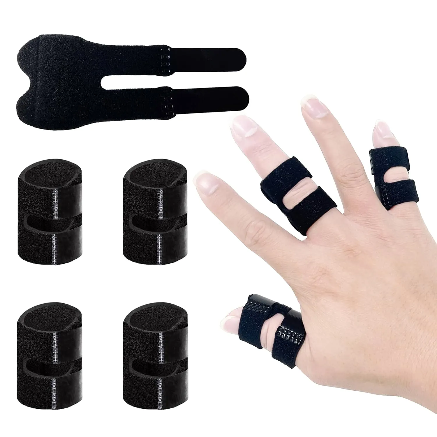 Thumb Finger Splints (5Pcs), Trigger Thumb Splint Finger Brace for Mallet Finger, Broken Finger, Straightening, Arthritis, Injury, Finger Stabilizer Support for Thumb/Middle/Ring/Index/Pinky Finger