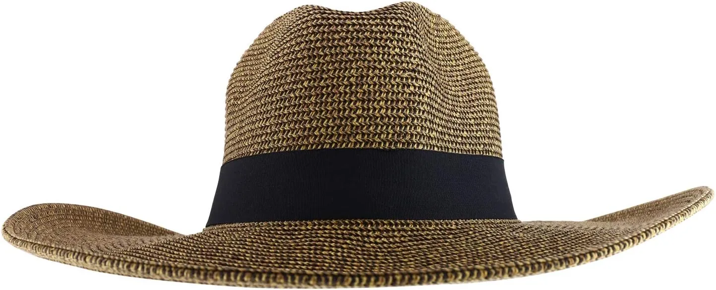 Trendy Apparel Shop Women's Fedora Crown Ribbon Band Wide Brim Sun Hat