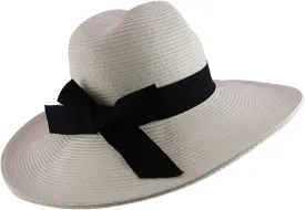 Trendy Apparel Shop Women's Fedora Crown Ribbon Band Wide Brim Sun Hat