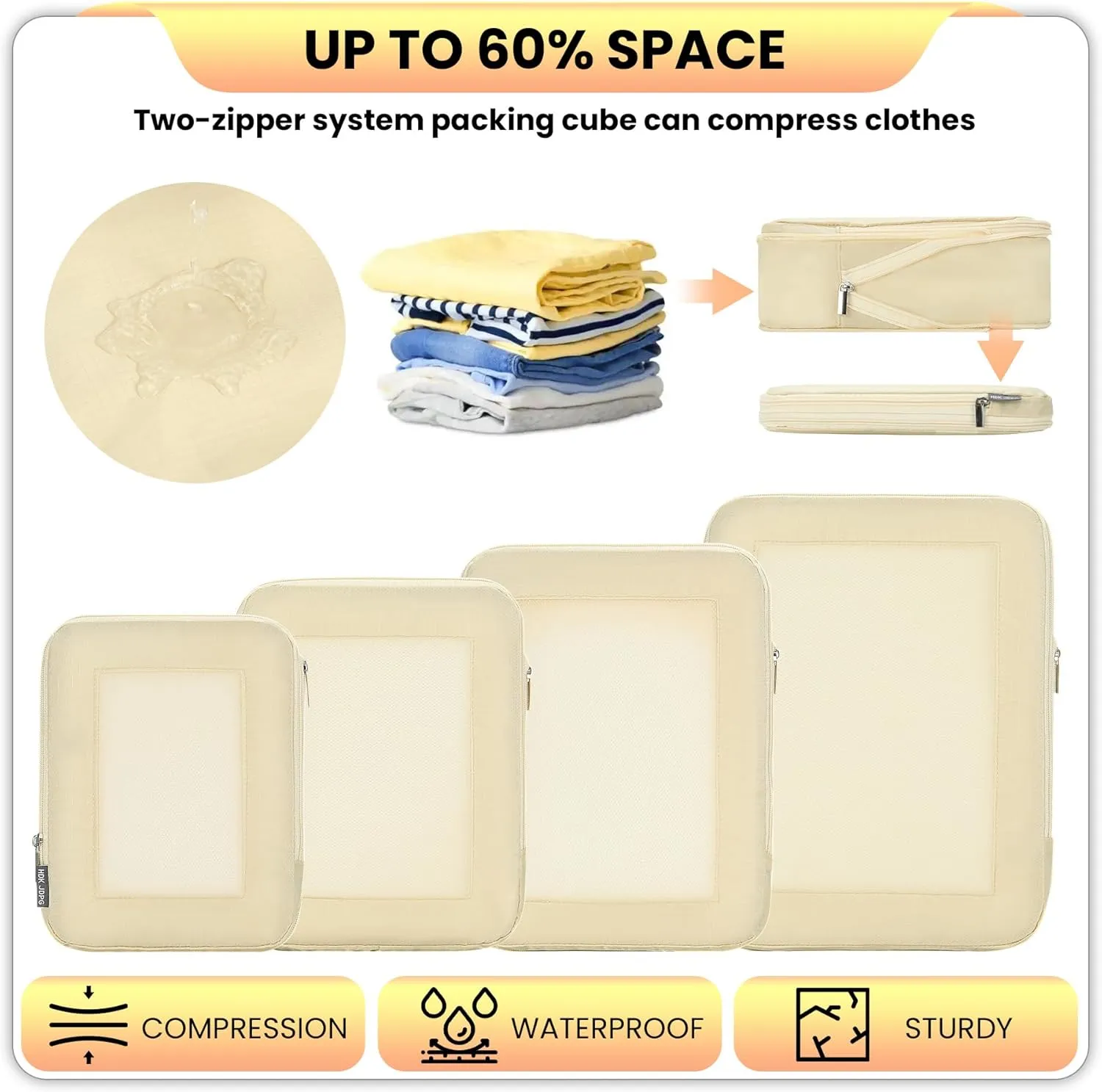 Ultralight Compression Packing Cubes Travel for Suitcases Compressible Mesh Packing Cubes for Travel Women Packing Organizers 4 Set