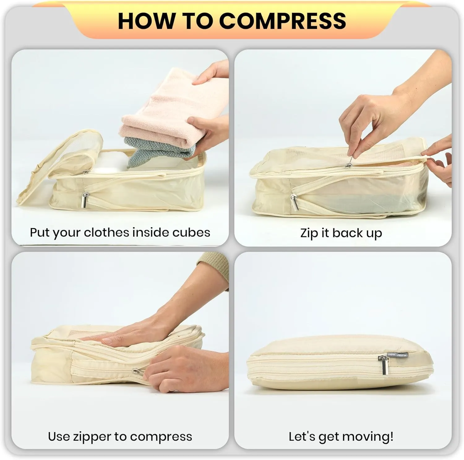 Ultralight Compression Packing Cubes Travel for Suitcases Compressible Mesh Packing Cubes for Travel Women Packing Organizers 4 Set