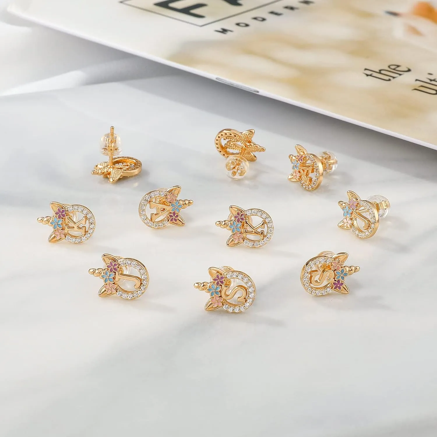 Unicorn Earrings Gifts for Girls Daugher - 925 Sterling Silver Stud Earrings Hypoallergenic Initial Unicorn Earring for Girls Kids Jewelry CZ Birthday Gifts