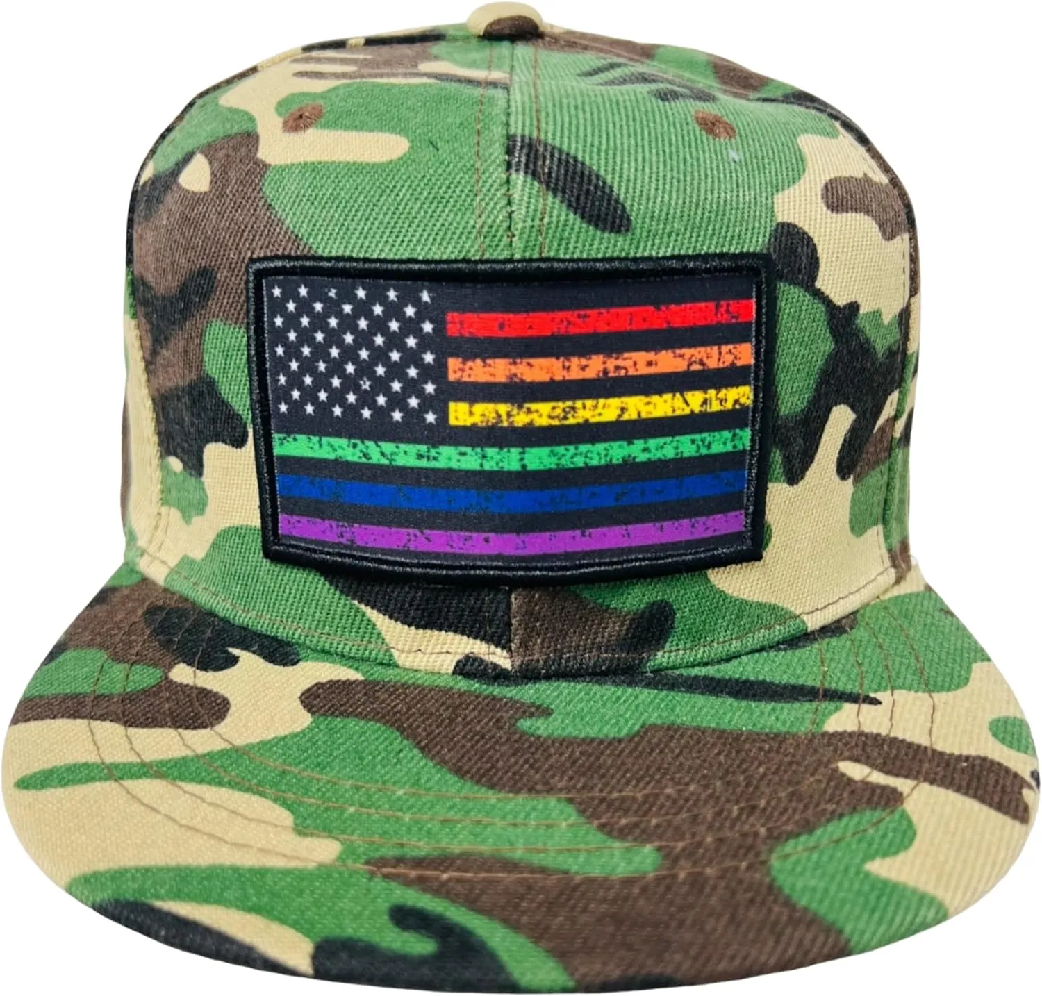 Unisex Rainbow Pride Adjustable Snapback Flat Bill Hat