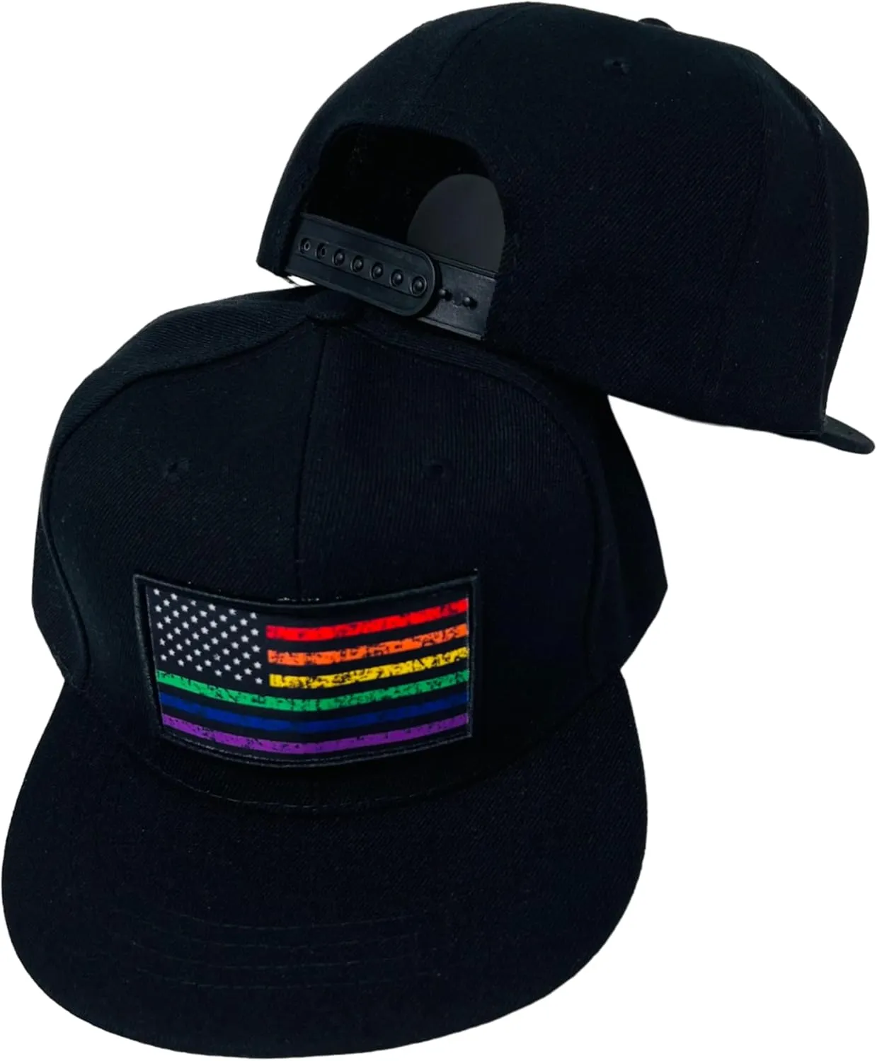 Unisex Rainbow Pride Adjustable Snapback Flat Bill Hat