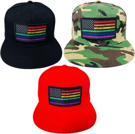 Unisex Rainbow Pride Adjustable Snapback Flat Bill Hat