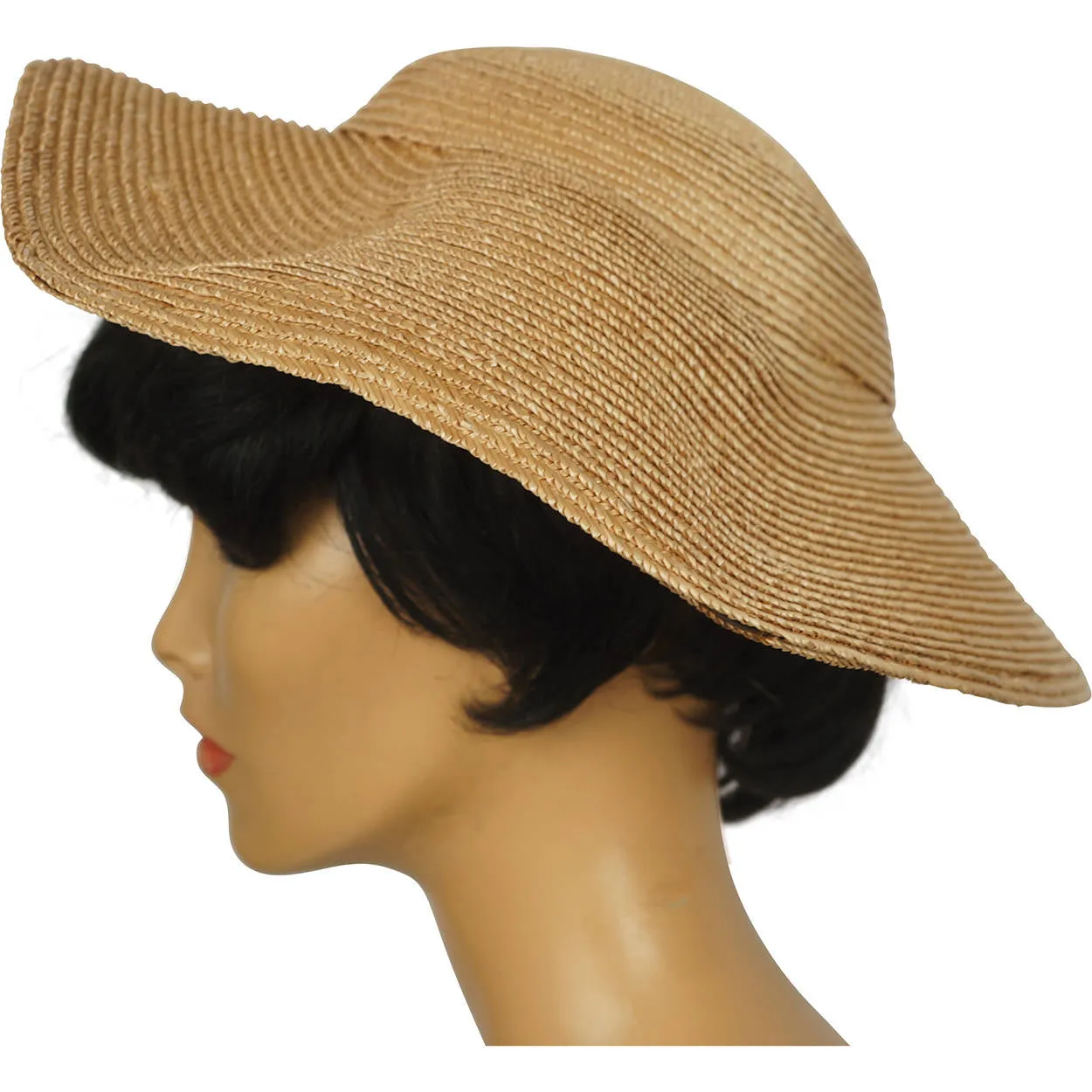 Vintage 1950s Straw Hat Irregular Brim Anny Gardens Montreal Size M