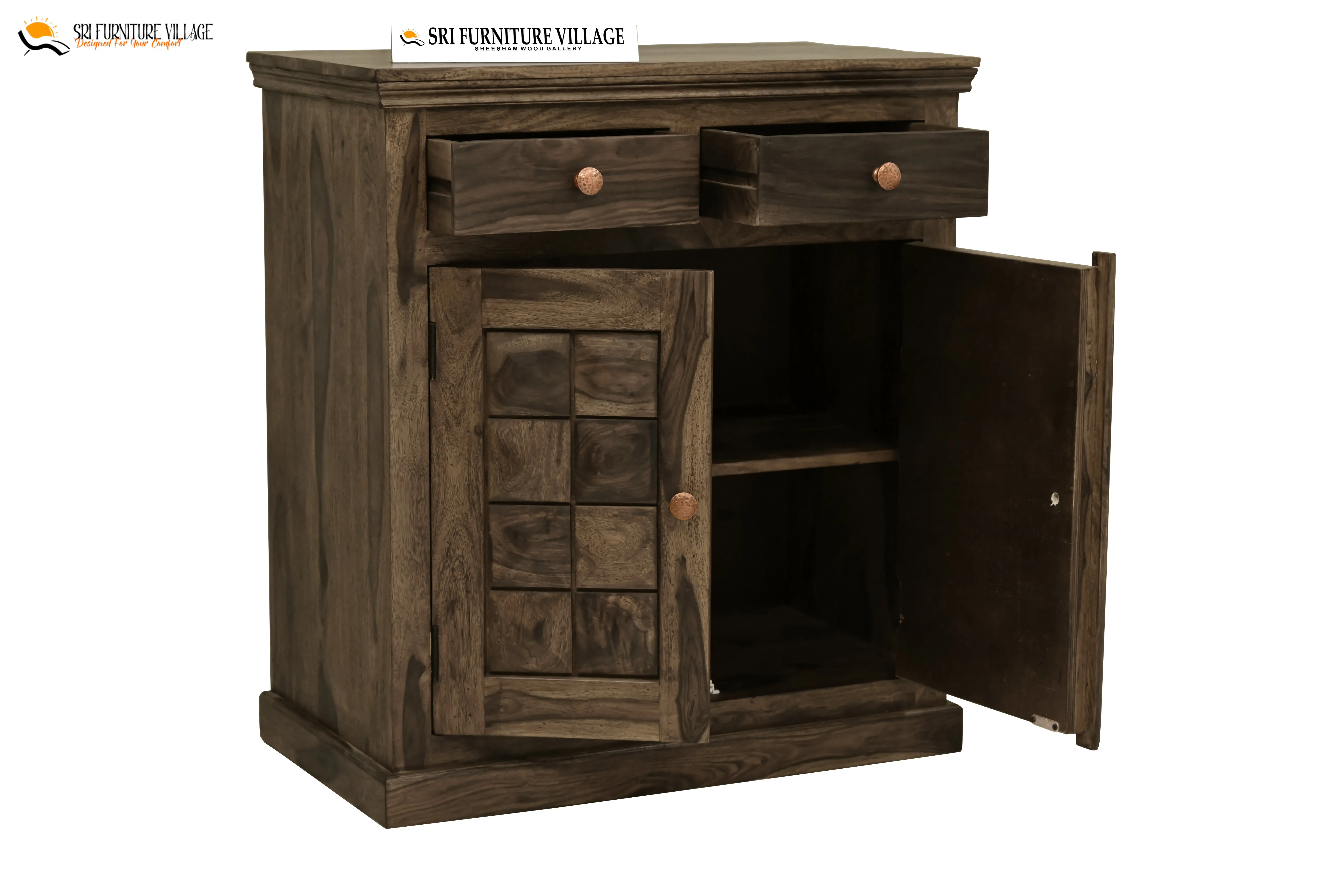 Vintage Side Board With Storage Drawer (Stone Finish) - 6225
