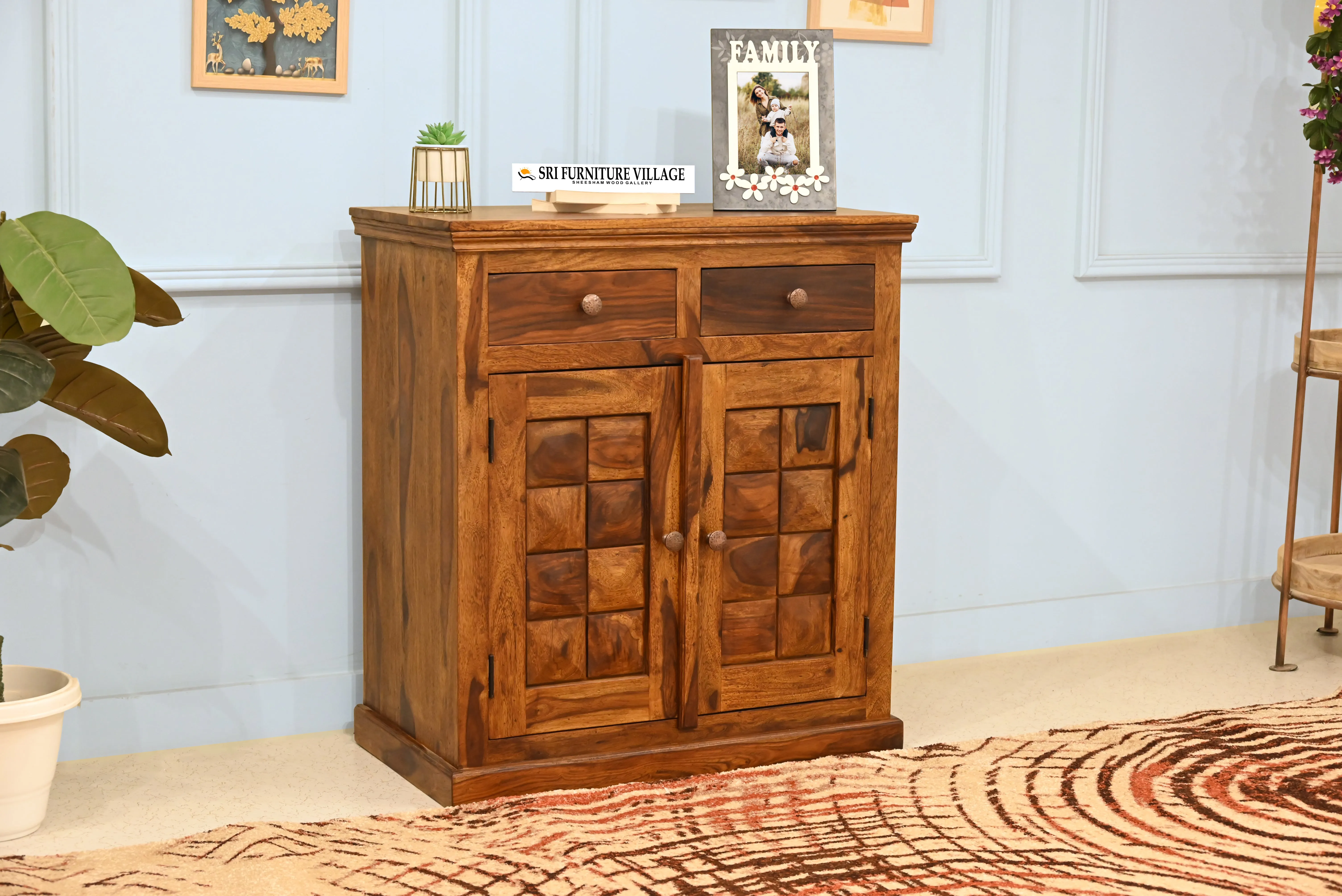 Vintage Side Board With Storage Drawer (Stone Finish) - 6225