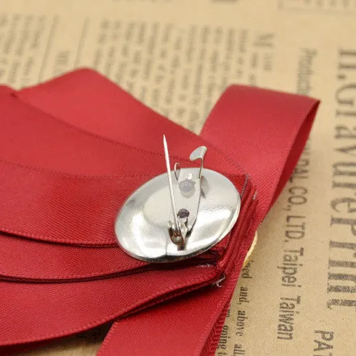 Vintage Style Black Ribbon Wedding Men Pre Tied Velvet Bow Tie Brooch Pin Clip Fashion Accessories