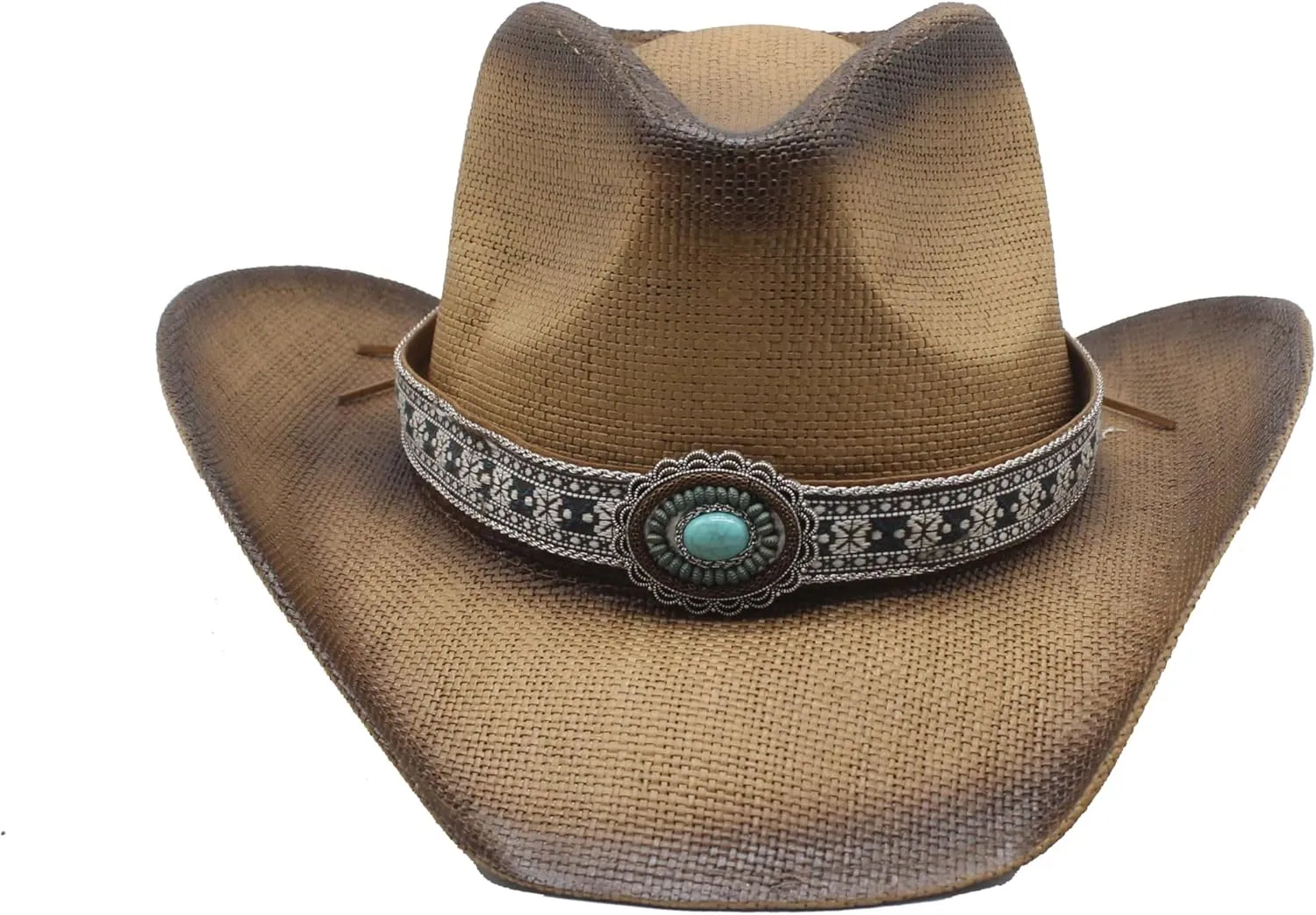 Western Straw Cowboy Hat for Women Men Wide Brim Summer Sun Hat Classic Cowgirl Hat with Belt Buckle for Travel