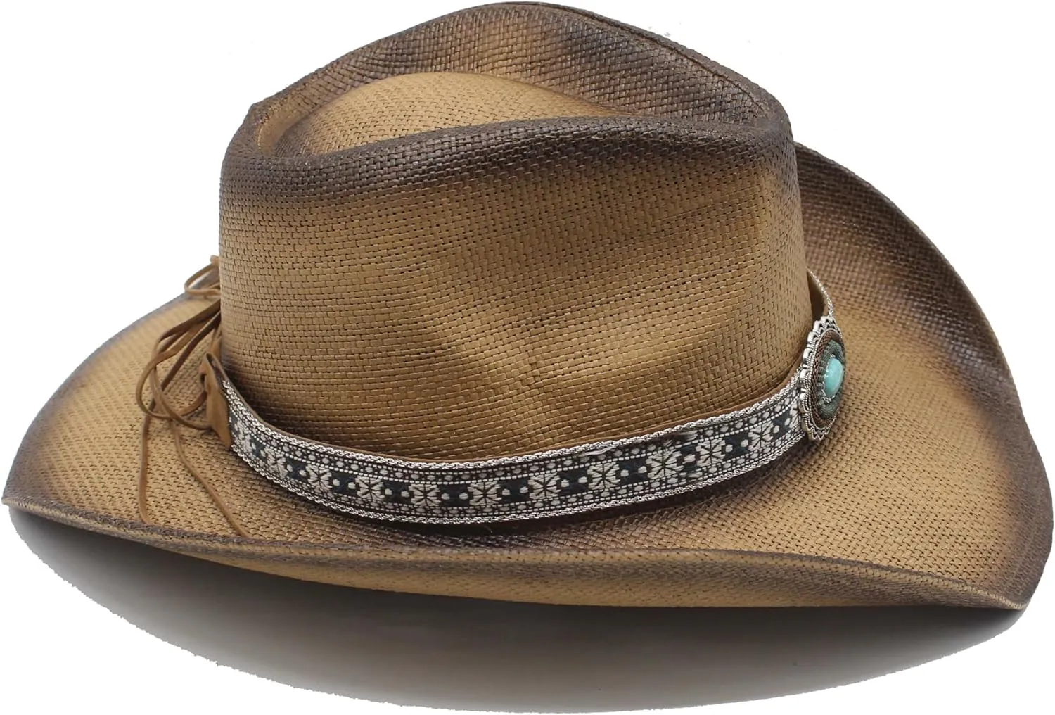 Western Straw Cowboy Hat for Women Men Wide Brim Summer Sun Hat Classic Cowgirl Hat with Belt Buckle for Travel
