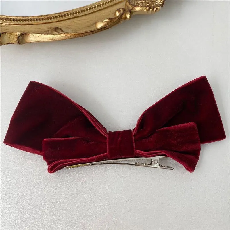 Wholesale black flannel texture large bow hairpin JDC-HD-bd018