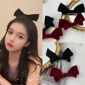 Wholesale black flannel texture large bow hairpin JDC-HD-bd018
