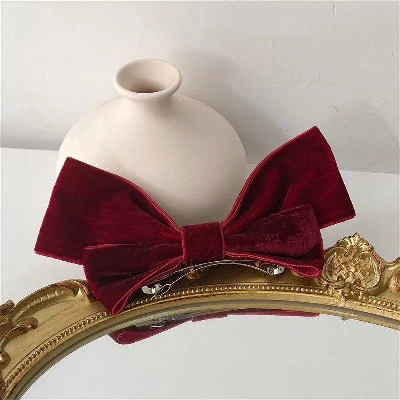 Wholesale black flannel texture large bow hairpin JDC-HD-bd018