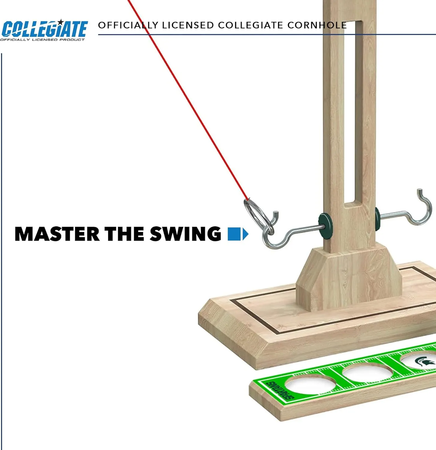 Wild Sports NCAA Wooden Ring Swing Battle - Head-to-Head Ring Toss Hook & Ring Game for College Football Fans