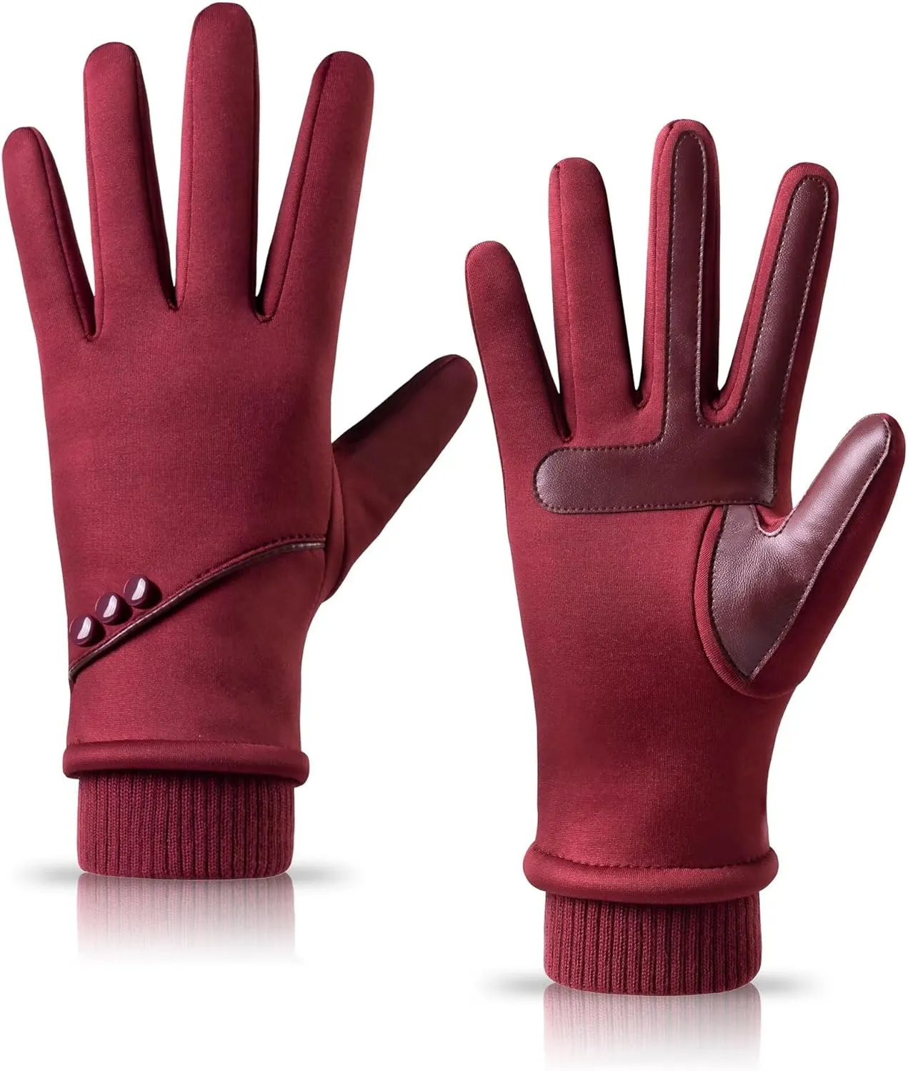 Winter Gloves Women with Touchscreen Fingers,Gloves for Women Water-Resistant with Anti-Slip Leather