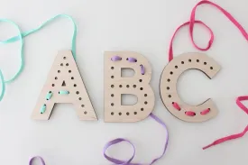 WOOD EMBROIDERY - ALPHABET LACING SET