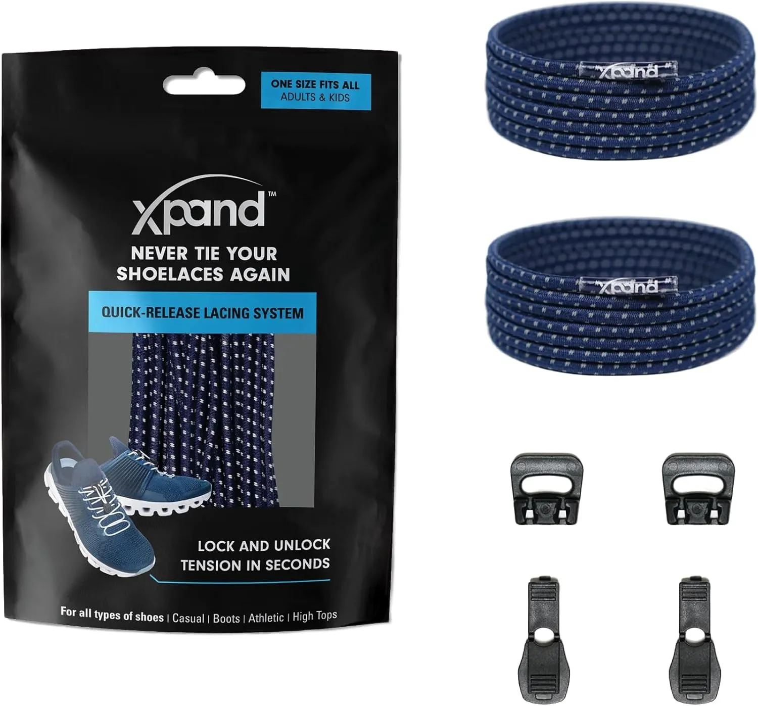 Xpand No Tie Elastic Boot Laces. Hi-Vis Reflective Shoelaces. Ultra Durable for Hiking, Triathletes and Crossfit