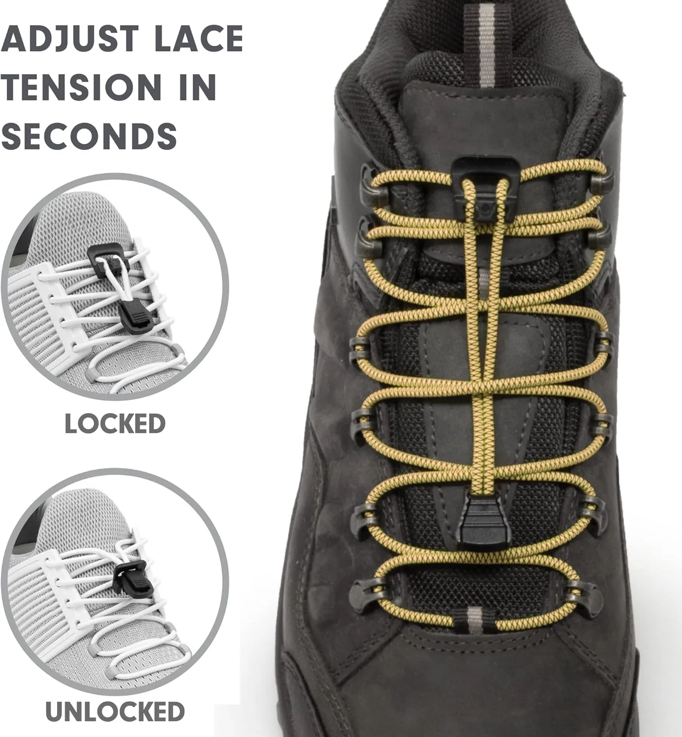 Xpand No Tie Elastic Boot Laces. Hi-Vis Reflective Shoelaces. Ultra Durable for Hiking, Triathletes and Crossfit