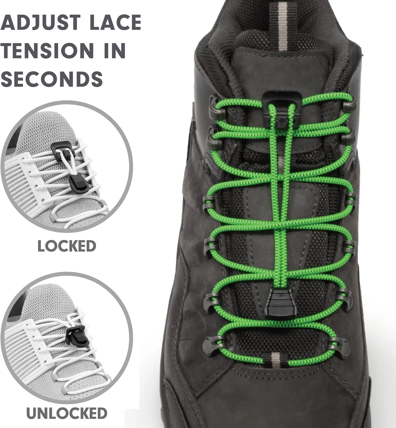 Xpand No Tie Elastic Boot Laces. Hi-Vis Reflective Shoelaces. Ultra Durable for Hiking, Triathletes and Crossfit
