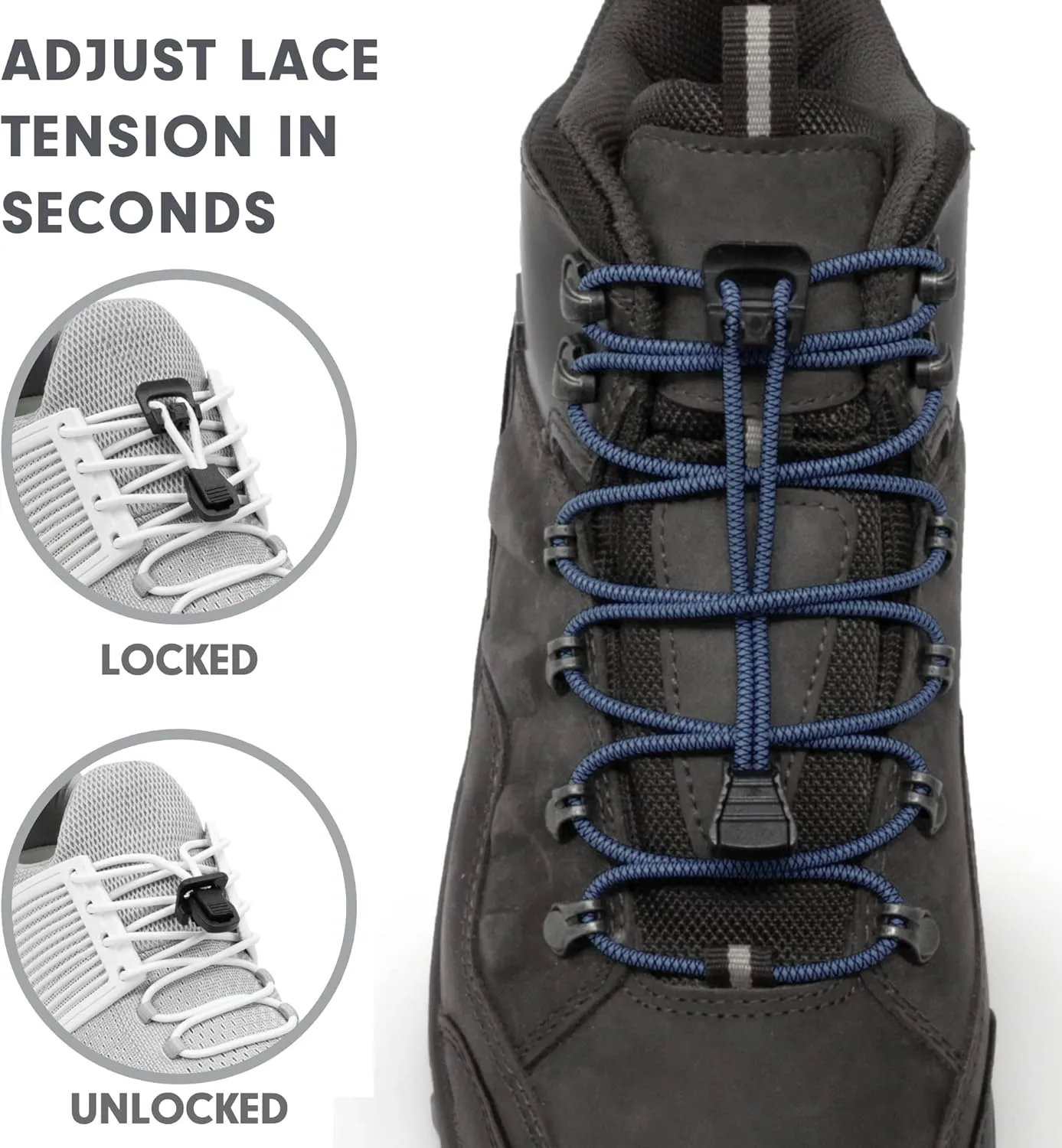 Xpand No Tie Elastic Boot Laces. Hi-Vis Reflective Shoelaces. Ultra Durable for Hiking, Triathletes and Crossfit